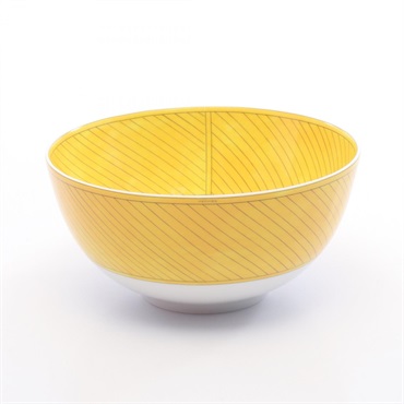 HERMES Soleil d'Hermès Bowl GM Tableware Pottery Yellow White Gray Used unisex