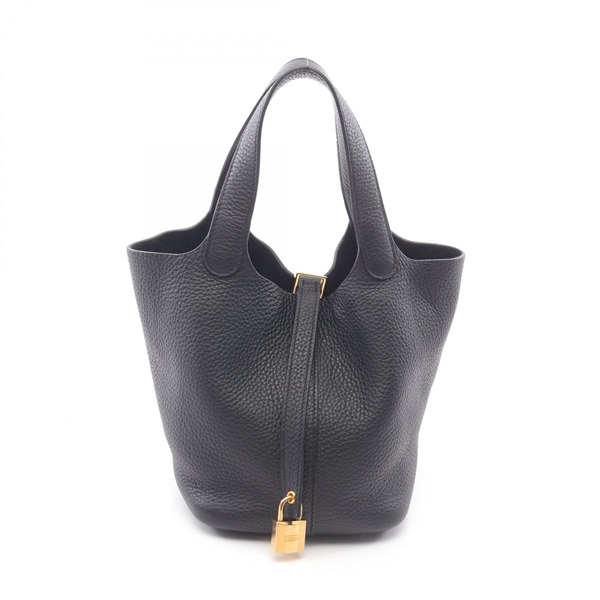 HERMES Picotin Lock PM Handbag Clemence leather Black Used Women GHW Y