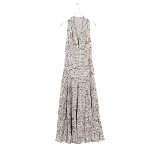 CHANEL Tweed COCO Mark jumpsuit P32814 cotton polyester Gray Used Women #34