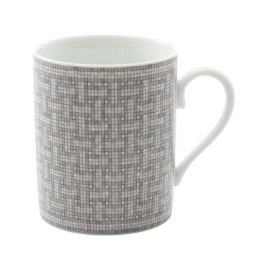 HERMES Mosaic Mug 24 Tableware Pottery White Gray Used unisex 11