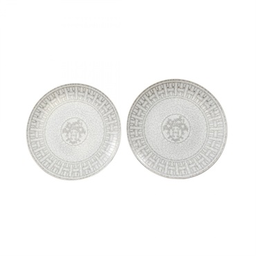 HERMES Mosaic 24 Dessert Plate Tableware Pottery Gray Used unisex