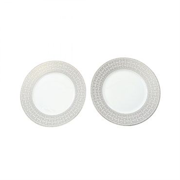 HERMES Mosaic 24 Dinner Plate Tableware Pottery White Used unisex