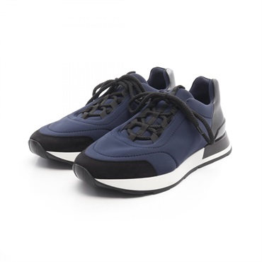 HERMES sneakers shoes Suede Fabric Navy Black Used mens #43
