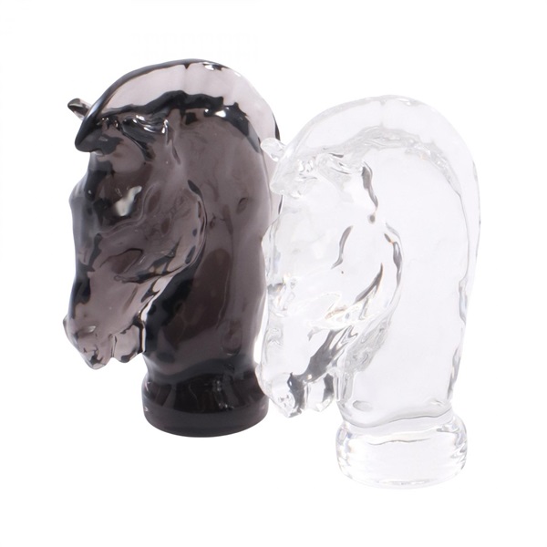 SAINT LOUIS JEU KNIGHT FLANNEL GREY KNIGHT Horse-shaped Glass Clear Black Women