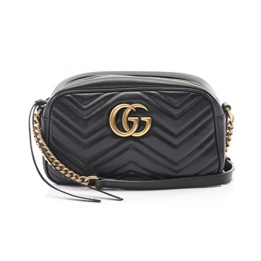 GUCCI GG Marmont Shoulder chain crossbody Bag 447632 leather Black Used Women