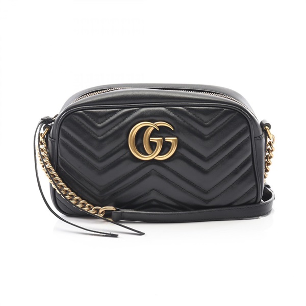 GUCCI GG Marmont Shoulder chain crossbody Bag 447632 leather Black Used Women