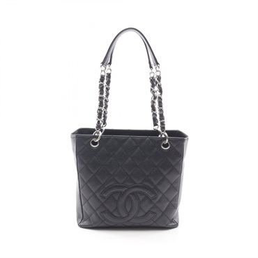 CHANEL Matelasse PST Tote Chain Shoulder Bag Calfskin Black SHW Used Women