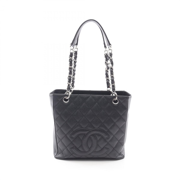 CHANEL Matelasse PST Tote Chain Shoulder Bag Calfskin Black SHW Used Women