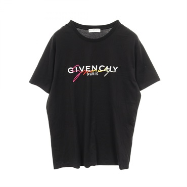GIVENCHY T-shirt M size short sleeves cotton Black Multicolor Used mens