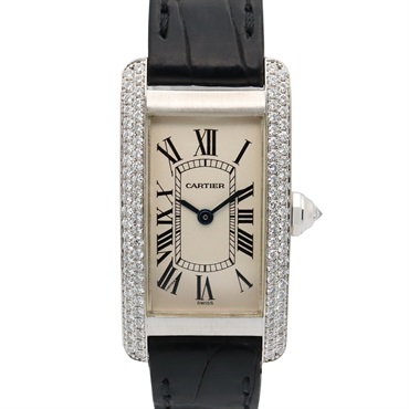 CARTIER Tank American SM Diamond Wrist Watch WB701851 Quartz 18KWG used women