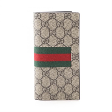 GUCCI Sherry Line GG Supreme wallet long purse 779872 canvas Beige Used mens