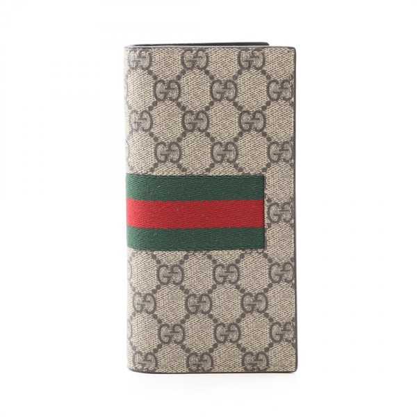 GUCCI Sherry Line GG Supreme wallet long purse 779872 canvas Beige Used mens