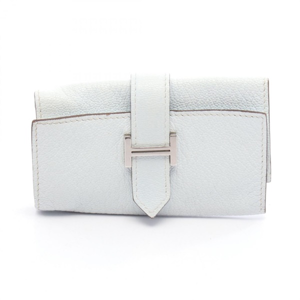 HERMES Bearn key holder case U Chevre leather Blue brume SHW Used