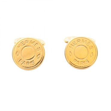 HERMES Sellier cufflinks cuffs Gold Plated GP Used mens