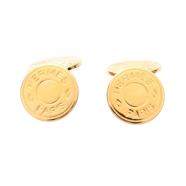 HERMES Sellier cufflinks cuffs Gold Plated Used mens