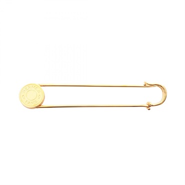 HERMES Sellier Brooch Pin Gold Plated Used Women