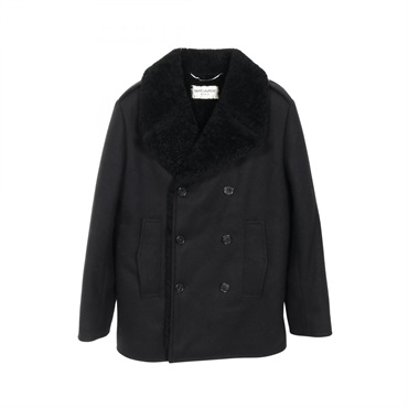 SAINT LAURENT PARIS Double-breasted Pea coat wool Black Size 44 Used mens