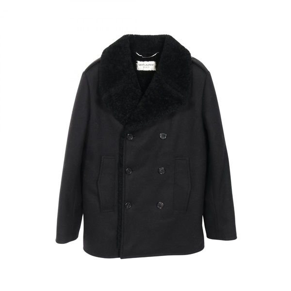 SAINT LAURENT PARIS Double-breasted Pea coat wool Black Size 44 Used mens