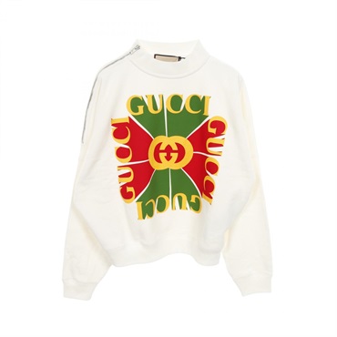 GUCCI sweatshirt M size pullover 717406 cotton White Multicolor Used Women