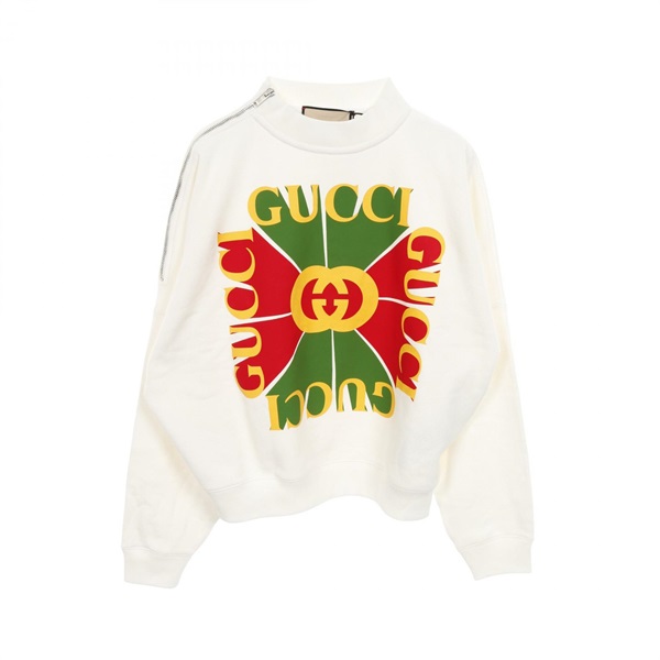 GUCCI sweatshirt M size pullover 717406 cotton White Multicolor Used Women