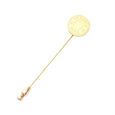 HERMES Sellier Brooch Pin Gold Plated Used Women
