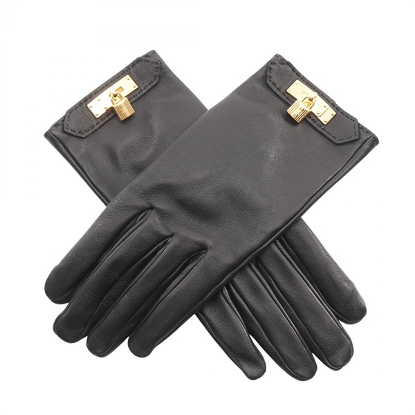 HERMES Kelly gloves leather Black GHW Used Women size 7
