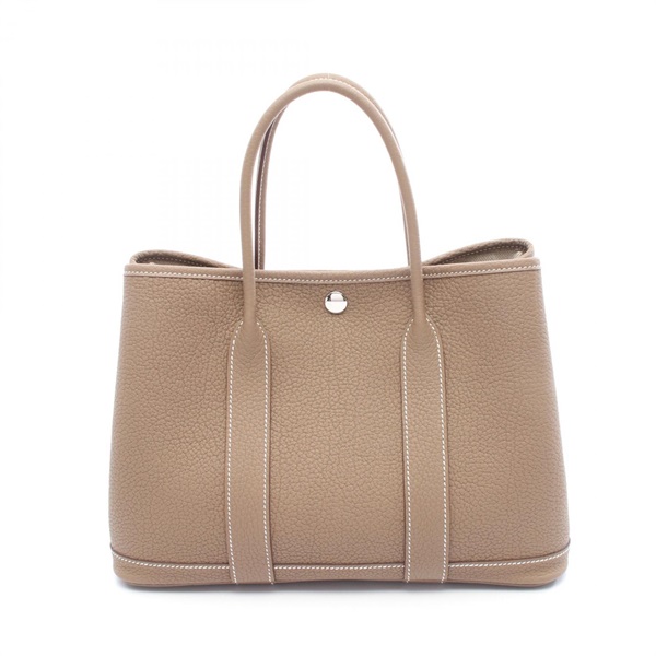 HERMES Garden party TPM Tote Bag Negonda leather Brown Etoupe Grey Used K SHW