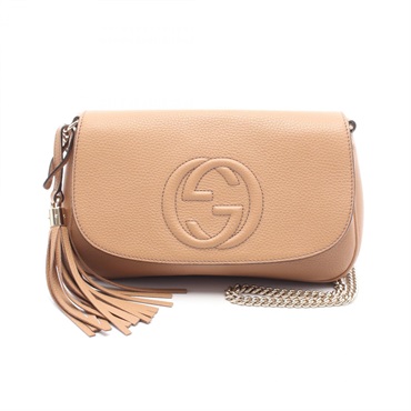 GUCCI Soho Interlocking G Crossbody Chain Shoulder Bag 536224 Leather Brown Used