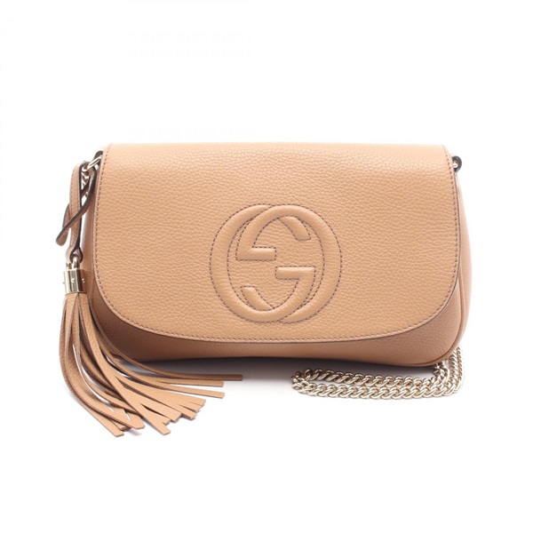 GUCCI Soho Interlocking G Crossbody Chain Shoulder Bag 536224 Leather Brown Used