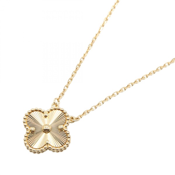 Van Cleef & Arpels Vintage Alhambra Guilloche Necklace 18KYG Yellow Gold Used
