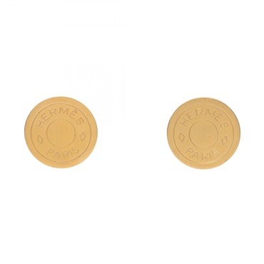 HERMES Sellier Earring Gold Plated GHW GP Used women