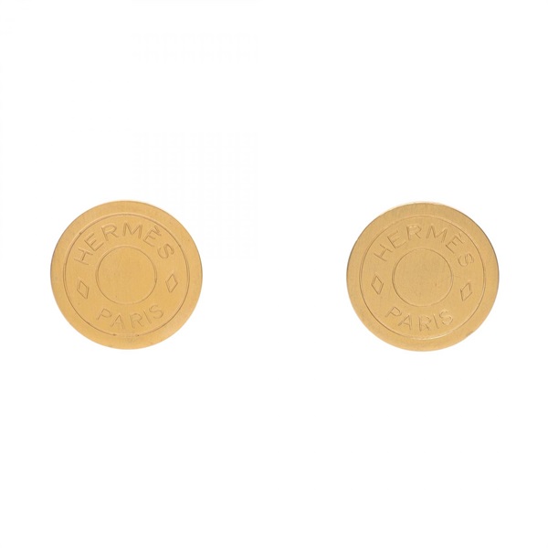HERMES Sellier Earring Gold Plated GHW GP Used women