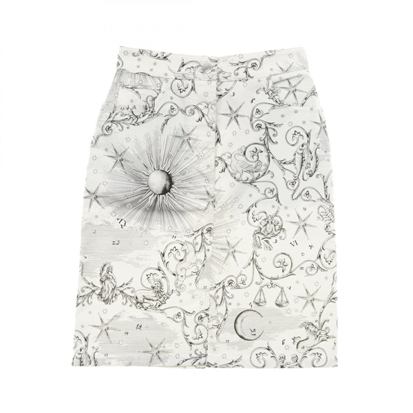 HERMES Astrology Remix Serie Button skirt cotton White Black #34 Used Women