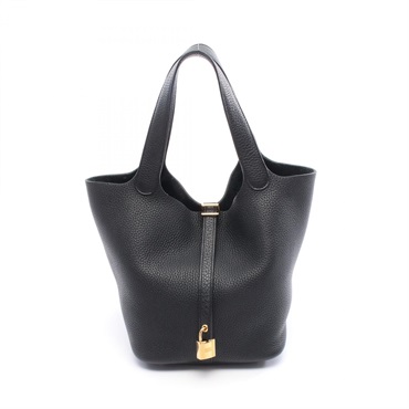 HERMES Picotin Lock MM Handbag Y Taurillon Clemence leather Black Used GHW