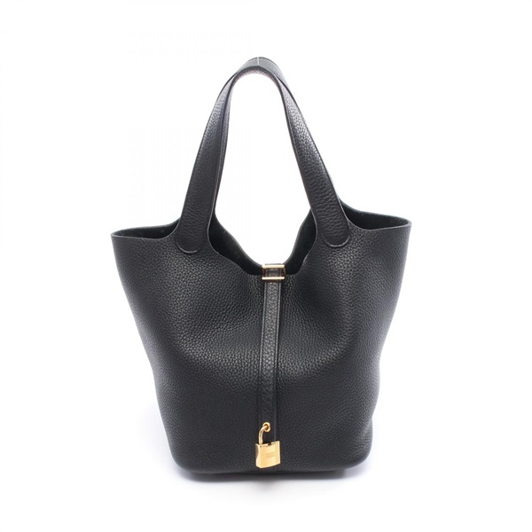 HERMES Picotin Lock MM Handbag Y Taurillon Clemence leather Black Used GHW