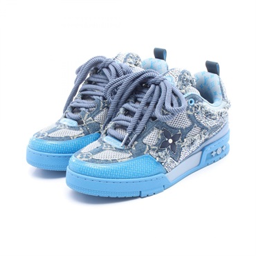 LOUIS VUITTON LV Skate Line sneakers shoes #7 denim Fabric Rhinestones Navy Used