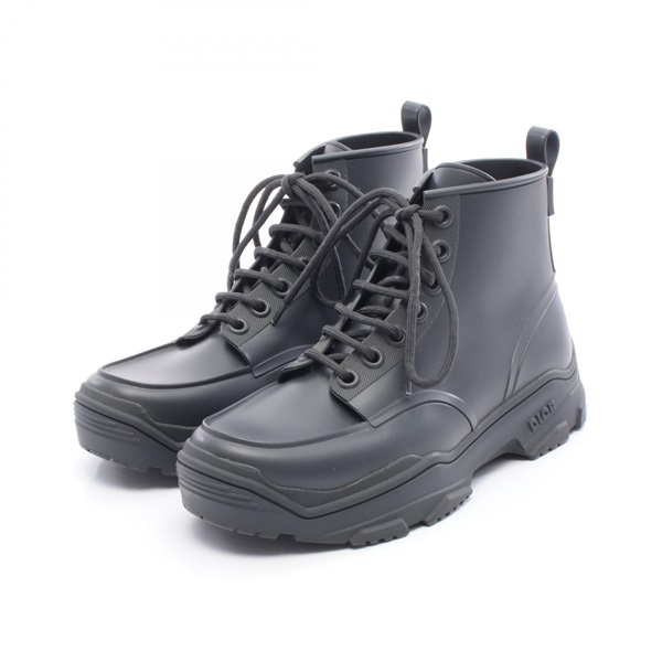 Christian Dior short lace-up boots shoes rubber Black Used mens