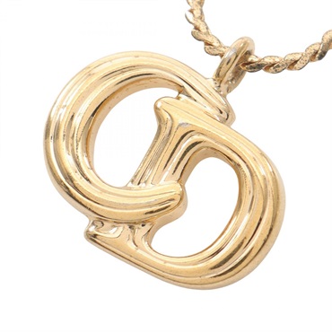 Christian Dior CD logo Necklace Pendant Gold Plated Used 38~43.5cm Women