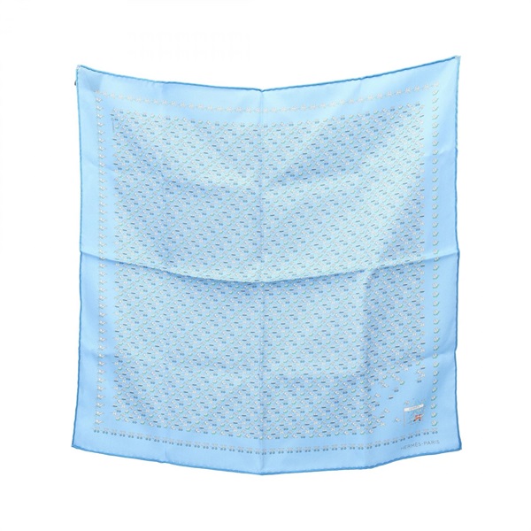 HERMES Petit Carre 45 H en Mouvement Scarf stole wrap echarpe silk Blue Used