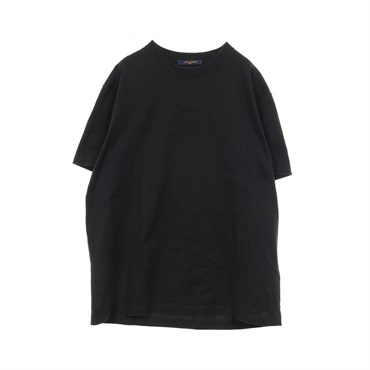 LOUIS VUITTON Embossed LV logo inside out T-shirt cotton Black Used mens #XL