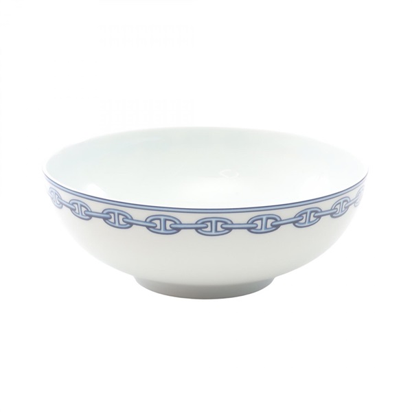 HERMES Chaine dancre Tableware Salad bowl Pottery White Blue Used