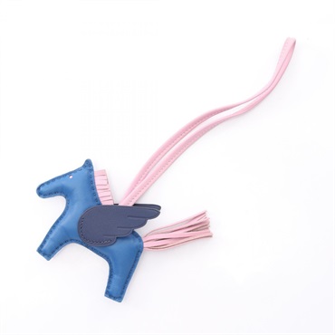 HERMES Rodeo Pegasus PM bag charm Agneau milo Swift leather Blue Pink U Used