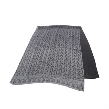 BVLGARI Patterned Stole Shawl Wrap scarf silk cashmere Gray Black Used Women