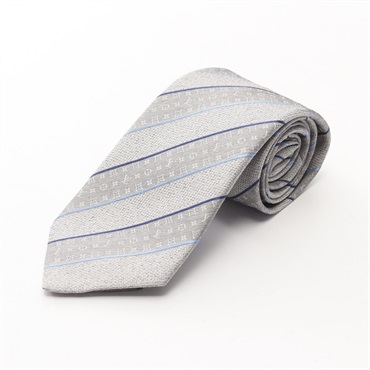 LOUIS VUITTON Monogram stripe tie silk Gray Blue Gres Used mens LV
