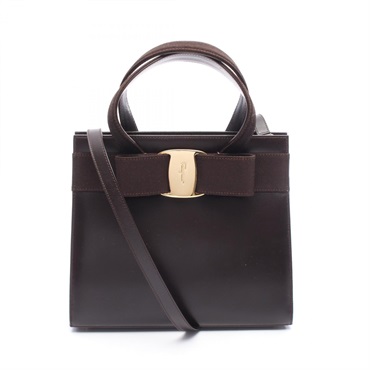 Salvatore Ferragamo Vara ribbon Shoulder Crossbody Handbag 21 4178 leather Brown