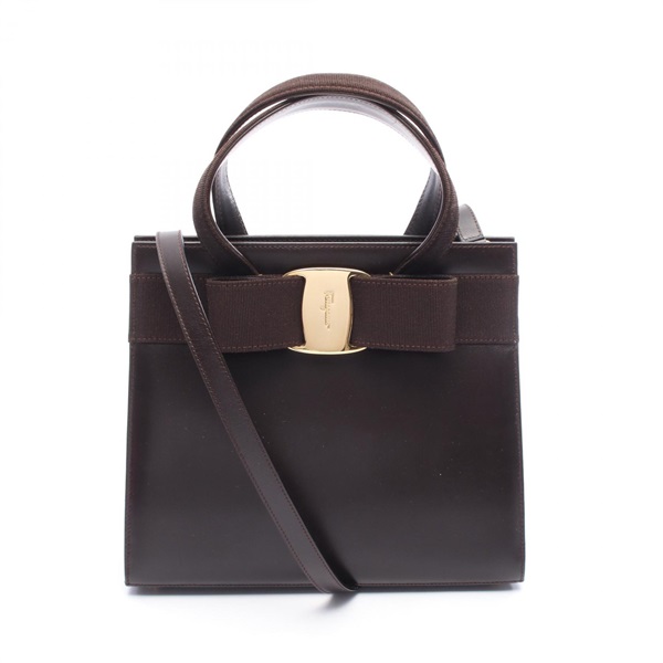 Salvatore Ferragamo Vara ribbon Shoulder Crossbody Handbag 21 4178 leather Brown