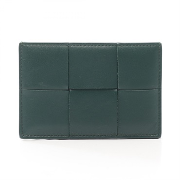 BOTTEGA VENETA Cassette Card Case holder leather Green Used unisex
