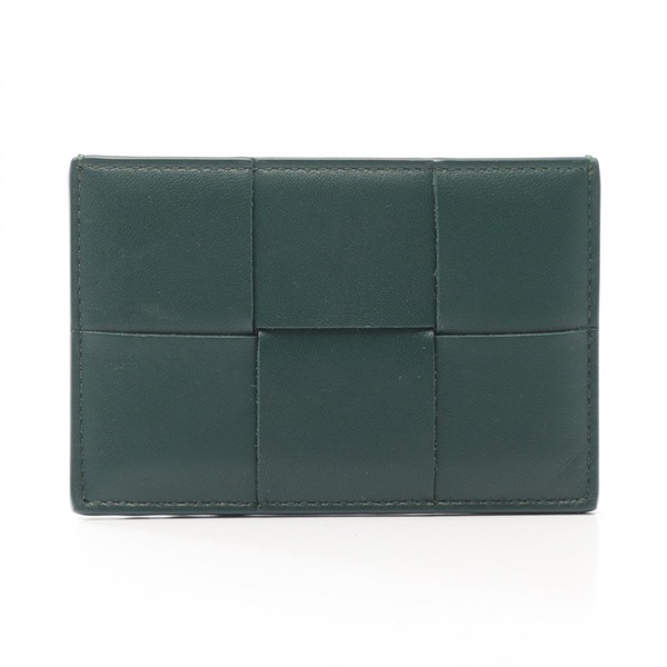 BOTTEGA VENETA Cassette Card Case holder leather Green Used unisex