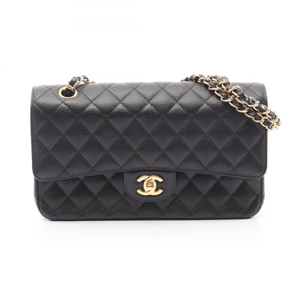 CHANEL Matelasse w flap Chain Shoulder Handbag A01112 leather Black GHW Used CC