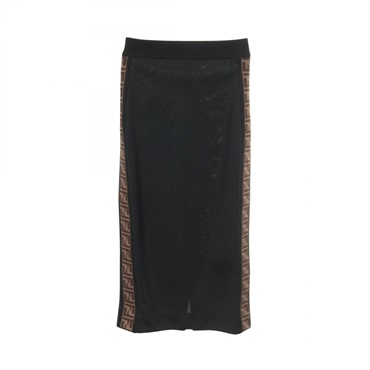FENDI FF pattern long skirt #38 polyester Black Brown Used Women